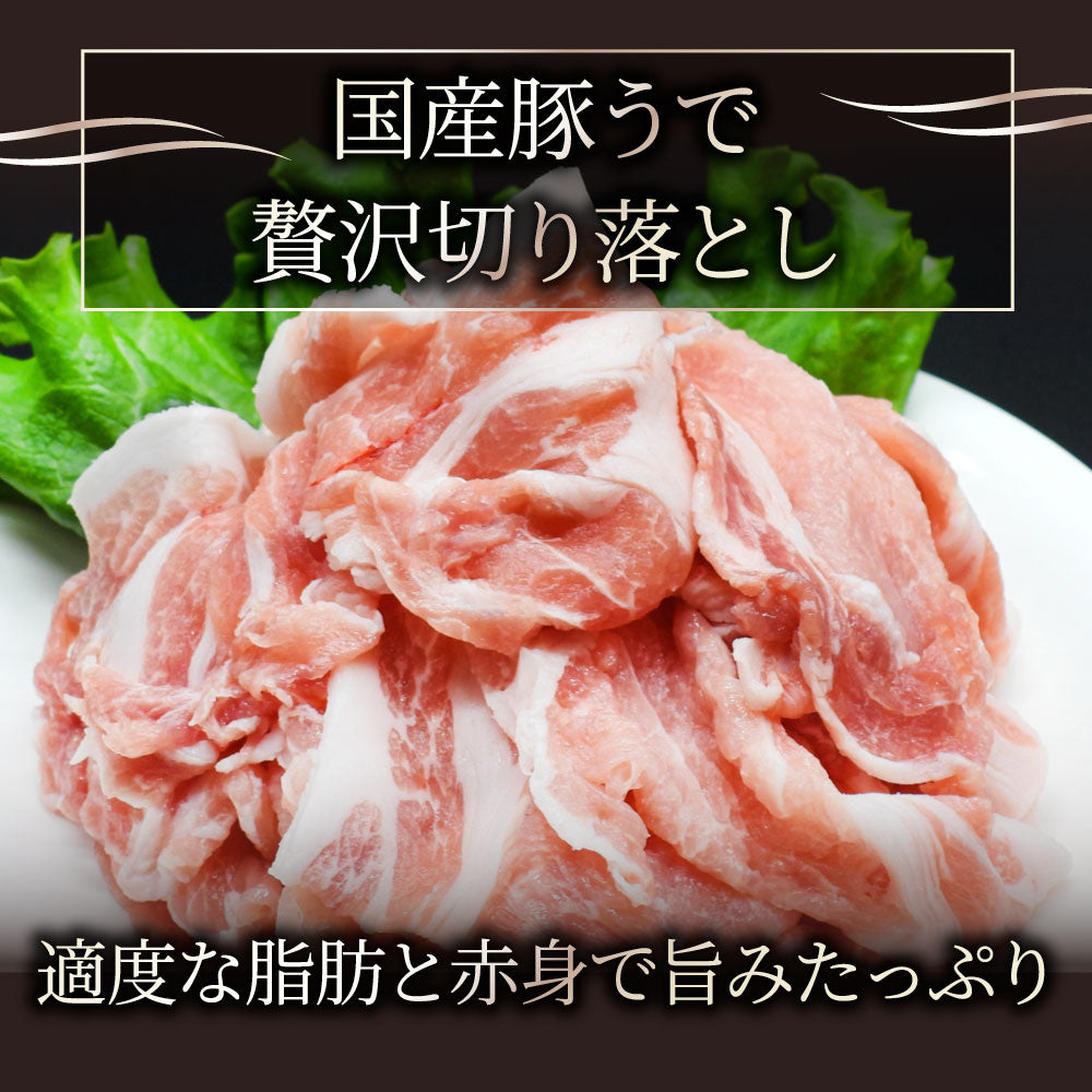 豚肉 国産 ウデ 切り落とし 500g 250g×2パック うで ぶた スライス 薄切り お得
