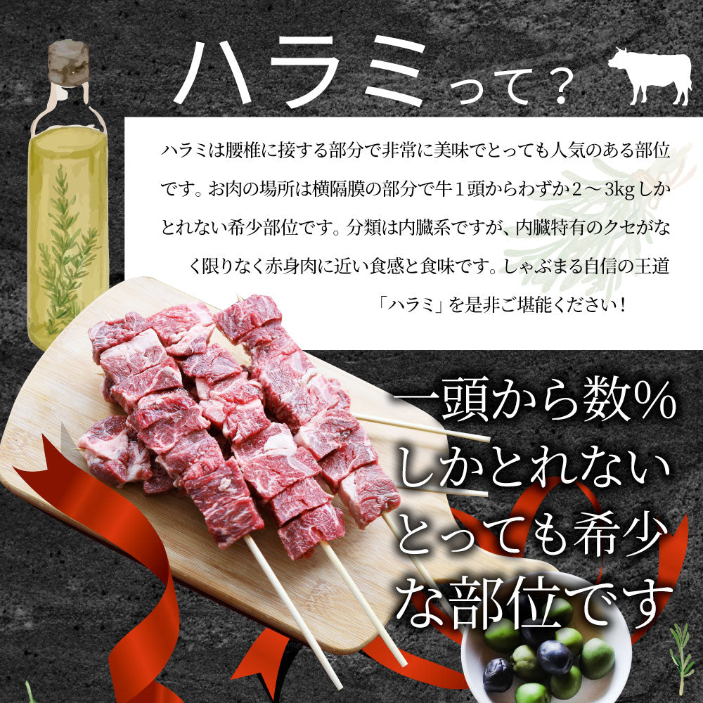 牛ハラミ串 40本セット (合計3.2kg) 牛串 肉 牛 ハラミ 学園祭 屋台 業務用 串焼き 食べ物 食材 食品 パーティー BBQ バーベキュー キャンプ キャンプ飯