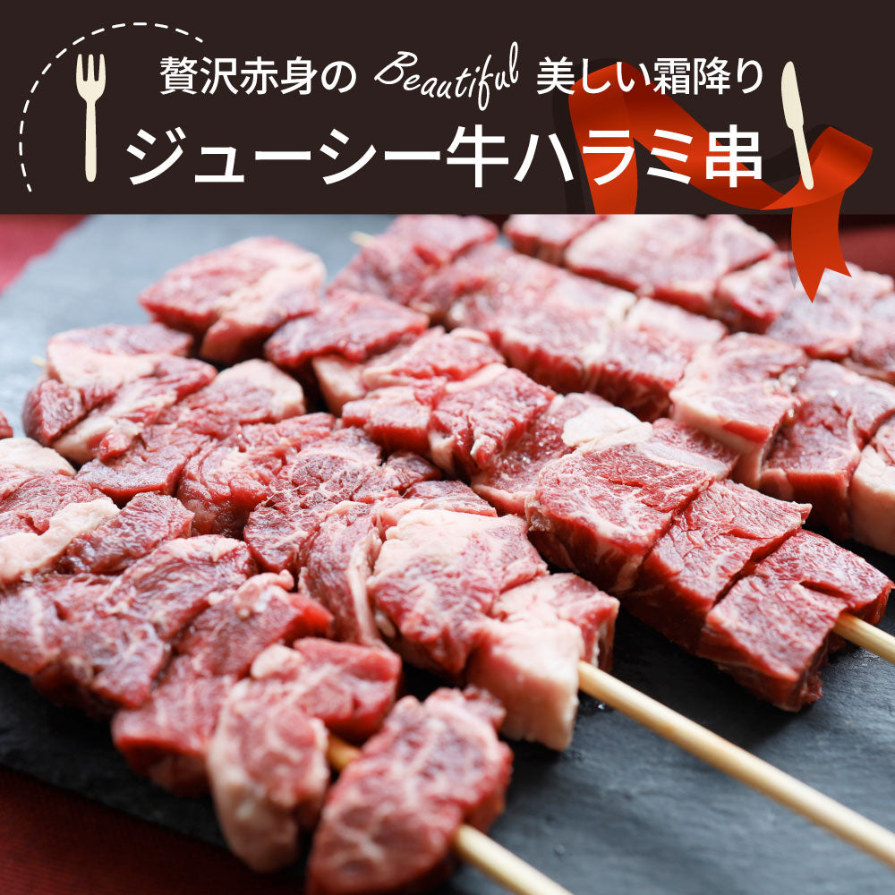 牛ハラミ串 5本セット (合計400g) 牛串 肉 牛 ハラミ 学園祭 屋台 業務用 串焼き 食べ物 食材 食品 パーティー BBQ バーベキュー キャンプ キャンプ飯