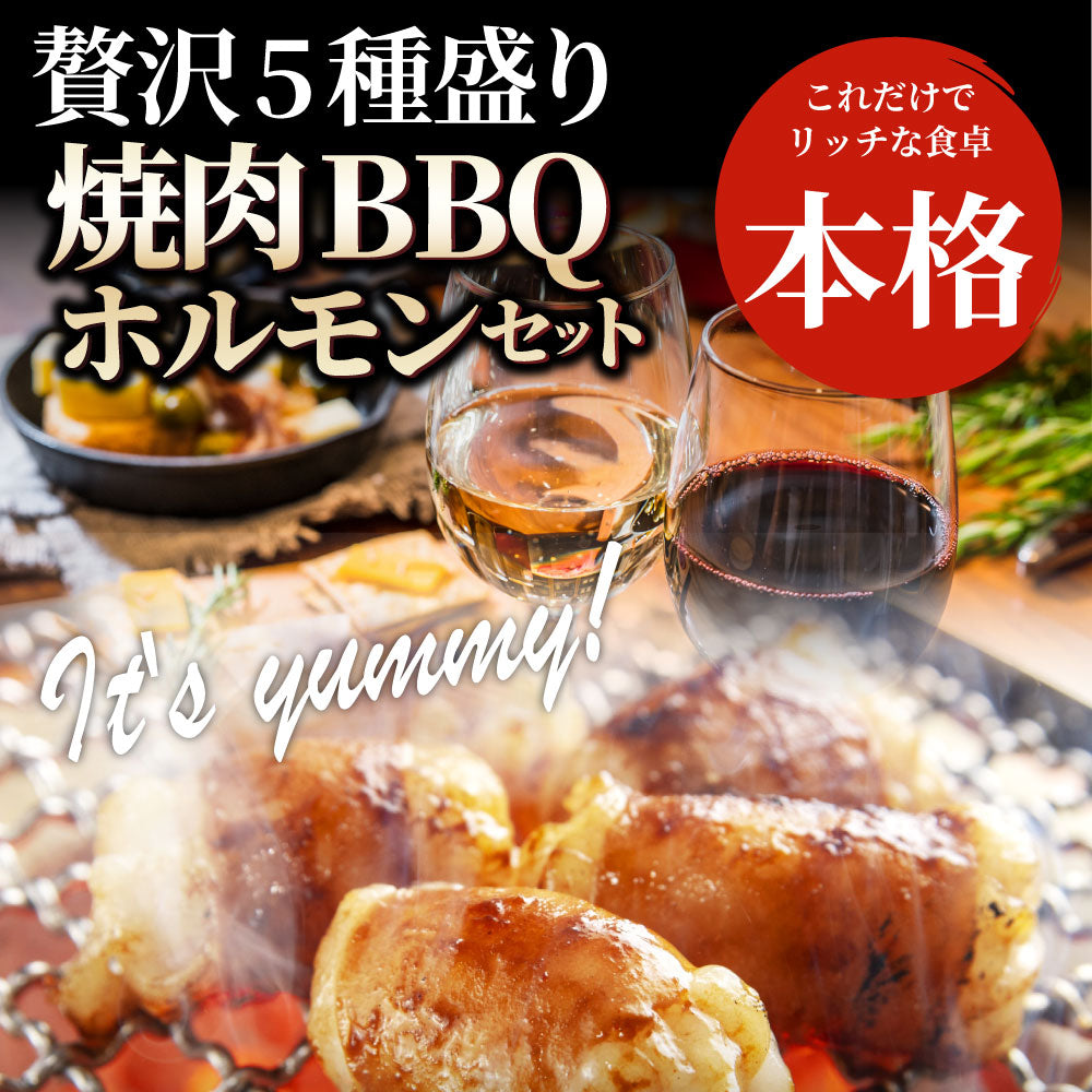 焼肉 セット 牛肉 肉 ホルモン 5種盛り 食べ比べ5人前 グルメ 福袋 マルチョウ ハラミ レバー シマチョウ アカセン