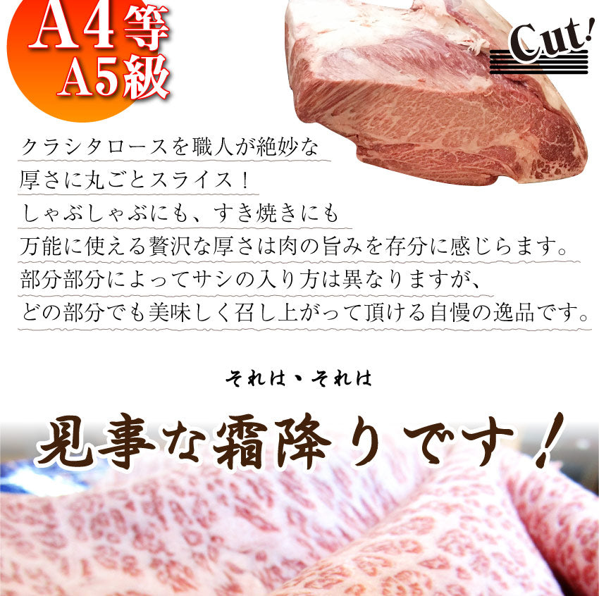 牛肉 肉 A4,A5等級 黒毛和牛 クラシタ ロース スライス 300g お中元 ギフト 食品 プレゼント 女性 男性 お祝い 新生活 グルメ
