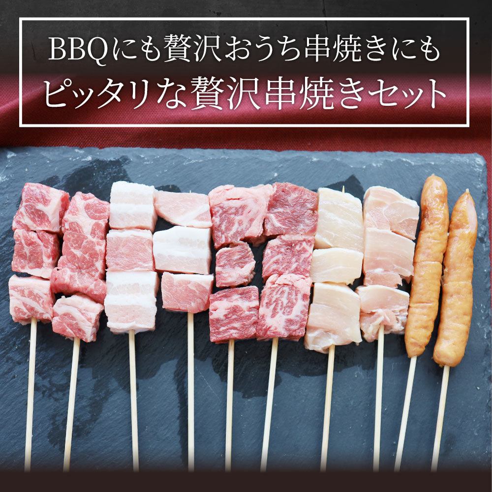 串焼き 盛り合わせ 50本セット 牛串 豚串 焼き鳥 焼鳥 粗挽き ソーセージ バーベキュー BBQ 牛 豚 鶏 食品 ホットプレート