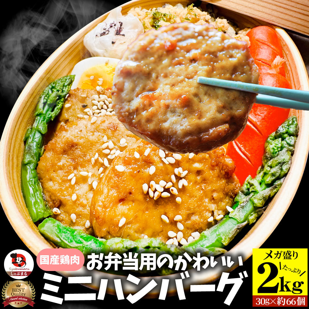 お弁当 ミニハンバーグ 2kg (1kg×2) 冷凍 肉 鶏 鳥 ハンバーグ 惣菜 弁当 業務用 温めるだけ レンチン 冷食 送料無料