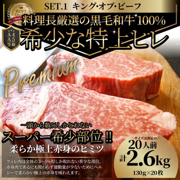 黒毛和牛 ヒレステーキ & フォアグラセット 20人前(ステーキ130g×20枚&フォアグラ20個)国産牛 A4,A5等級 ヒレステーキ