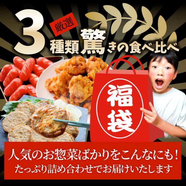 お弁当 お惣菜福袋 メガ盛り 3種 3kg 大容量 売れ筋 大満足 そうざい お惣菜 冷凍 セット 唐揚げ ハンバーグ ウインナー 肉 母の日 父の日 ギフト 食べ物