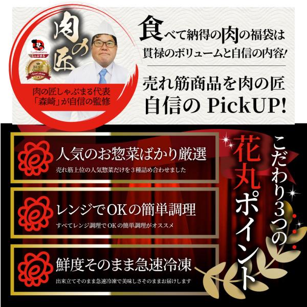 お弁当 お惣菜福袋 メガ盛り 3種 3kg 大容量 売れ筋 大満足 そうざい お惣菜 冷凍 セット 唐揚げ ハンバーグ ウインナー 肉 母の日 父の日 ギフト 食べ物