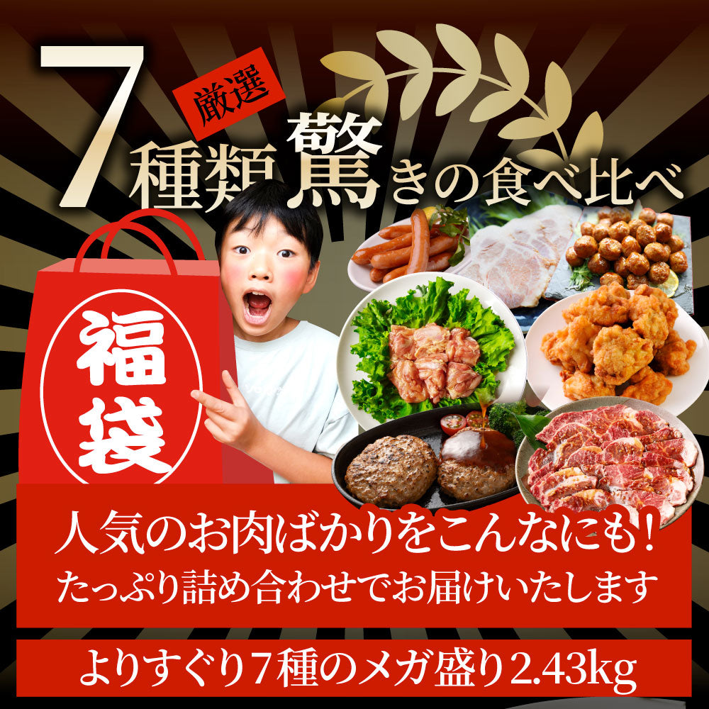 2025 肉 福袋 牛肉 食品 肉の福袋 銅メダル メガ盛り 総重量2.4kg超 焼くだけ&レンジで簡単調理!ランキング1位&人気のお肉豪華セット 焼肉 ハラミ ランキング1位 ハンバーグ 時短 プレゼント 送料無料