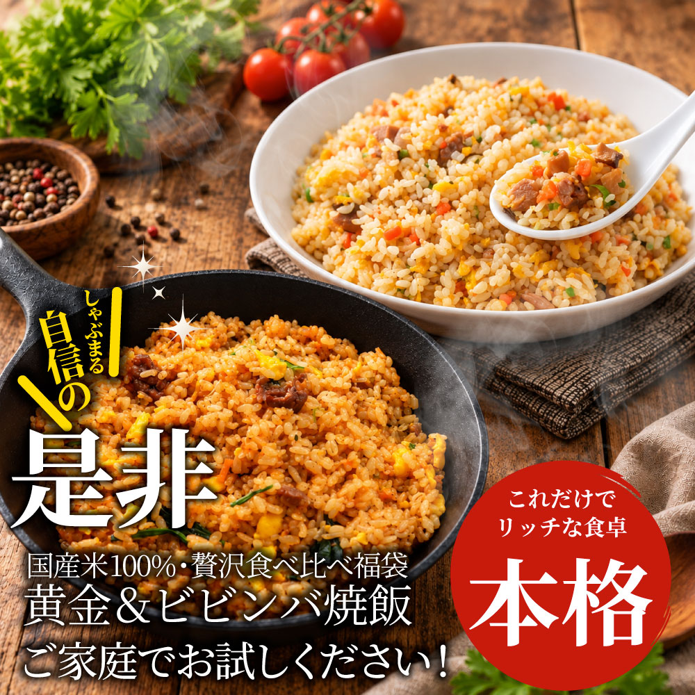 炒飯 チャーハン 食べ比べセット 各5食 冷凍 黄金炒飯 ビビンバ炒飯 2種セット パラパラ 旨辛 レンジ調理 冷凍食品 惣菜 冷凍ストック ご飯もの ランチ 夜食