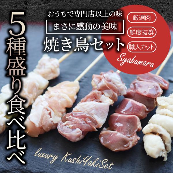 国産若鶏 親鶏 焼き鳥 串5種 食べ比べ 40本 (10本入り×4) もも ネギ 鶏皮 ずり おつまみ 酒の肴 珍味 鶏 親鳥 若鳥 送料無料 国産 地鶏 おかず 惣菜