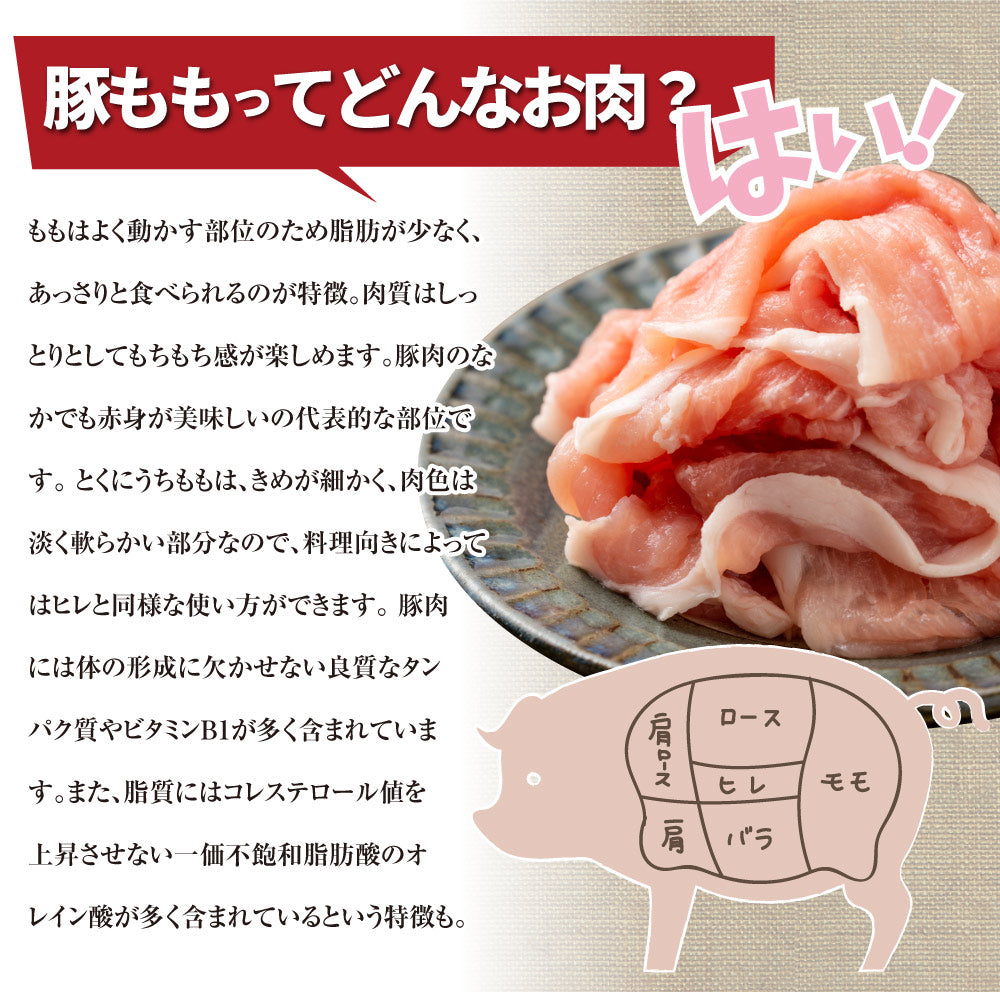 国産 豚肉 豚もも スライス 500g しゃぶしゃぶ 炒め物 用 薄切り 冷凍 小分け 簡単調理 おかず ヘルシー 肉 送料無料