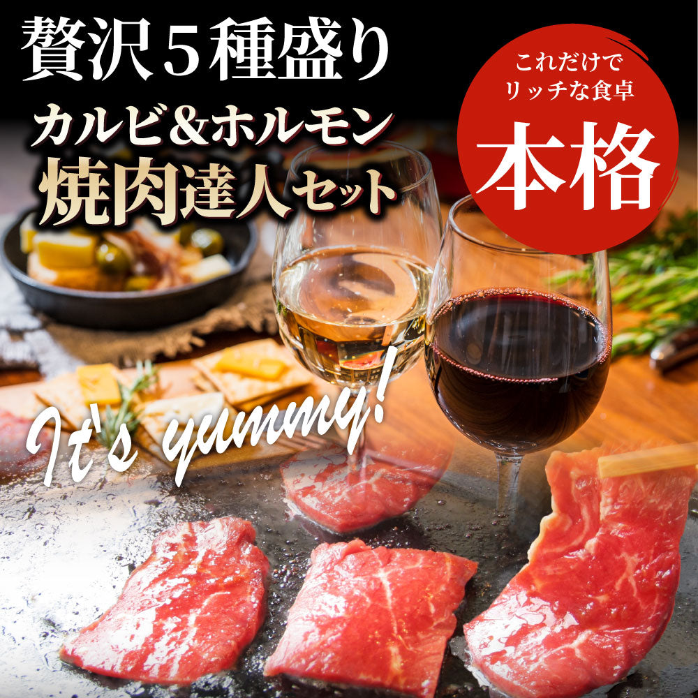 焼肉 セット 牛肉 肉 達人セット 5種盛り 食べ比べ5人前 カルビ ホルモン 福袋 バレンタイン ギフト 食品 プレゼント 女性 男性 お祝い 新生活