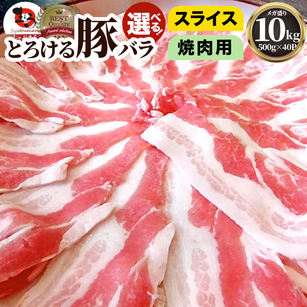 豚バラ肉 10kg スライス 焼肉 豚肉 250g×40パック メガ盛り 豚肉 バーベキュー 焼肉 スライス バラ 小分け 便利