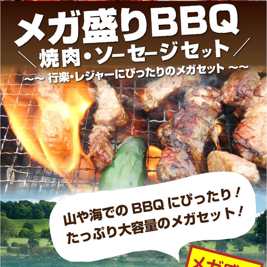 焼肉 セット 牛肉 肉 焼肉 メガ盛り行楽 BBQセット 福袋 2kg超 カルビ お中元 ギフト 食品 プレゼント お祝い 新生活 キャンプ キャンプ飯