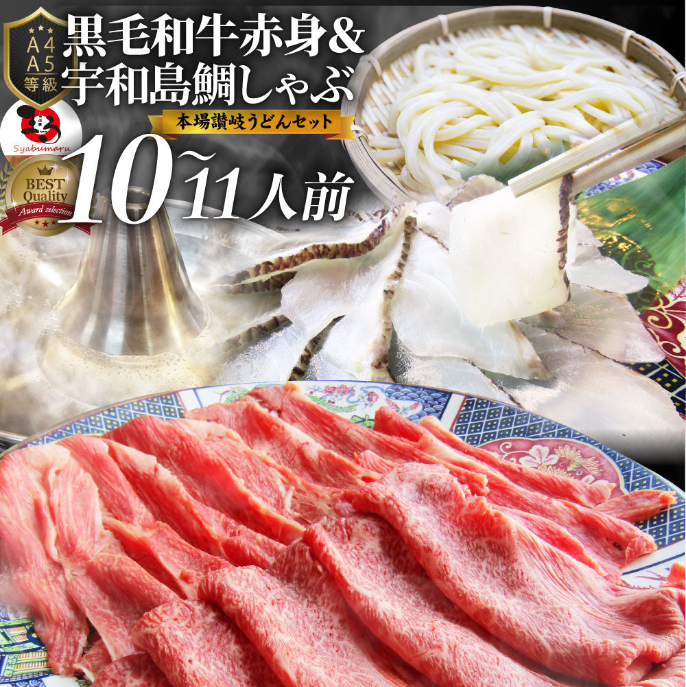 牛肉 肉 黒毛和牛 & たいしゃぶ セット 10~11人前 しゃぶしゃぶ 鯛 ( A4 ~ A5等級 ) グルメ お中元 ギフト 食品 プレゼント 女性 男性 お祝い 新生活