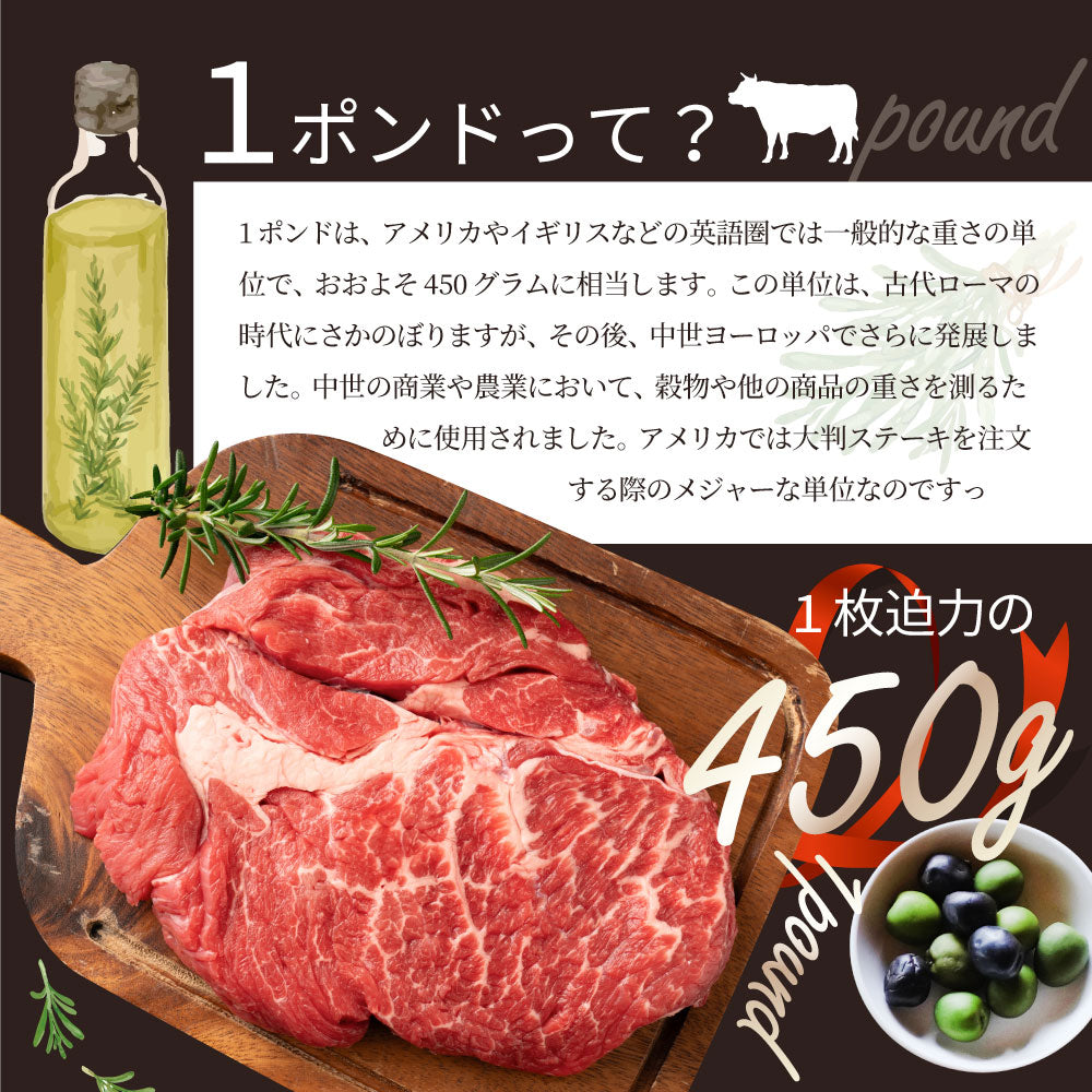 焼肉 セット 牛肉 肉 1ポンド ステーキ 5枚セット 牛肩ロース 450g×5 ブロック ワンポンド メガ盛り 熟成肉 キャンプ キャンプ飯