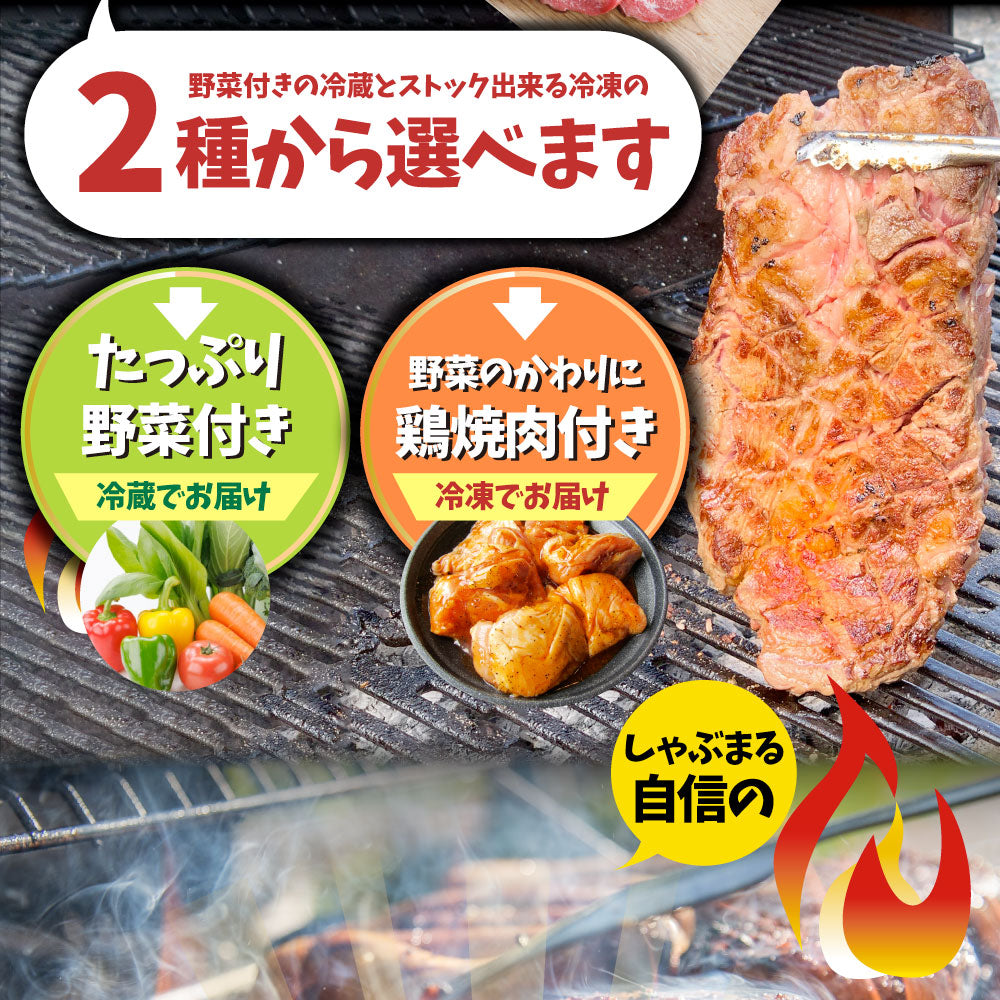 ステーキ ＆ 焼肉 バーベキュー専用セット 《肉重量最大2.6kg》 選べる野菜付き冷蔵or冷凍 焼肉のタレ付き 行楽 野外 食べ物 牛肉 アウトドア お家焼肉 レジャー