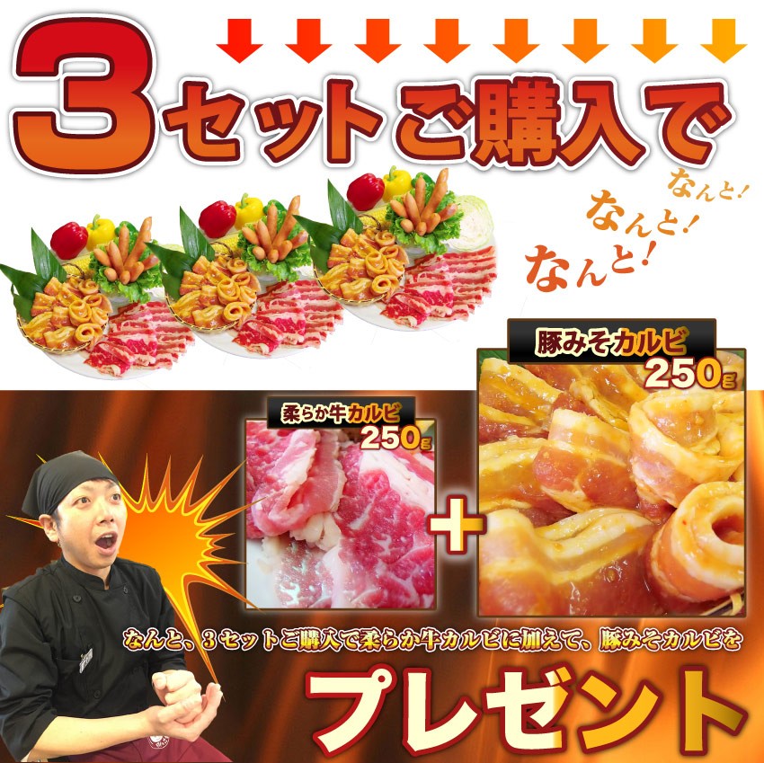 焼肉 セット 牛肉 肉 バーベキュー カルビセット 3種盛り ソーセージ お試し お中元 ギフト 食品 プレゼント お祝い 新生活 キャンプ キャンプ飯