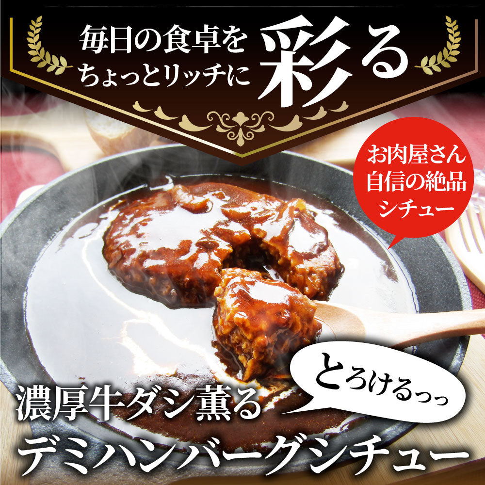 デミハンバーグシチュー 220g×3食セット ハンバーグ 肉 牛肉  ホワイトデー 新生活 ギフト 食品 お祝い デミグラスソース 温めるだけ レンジ 冷凍 送料無料