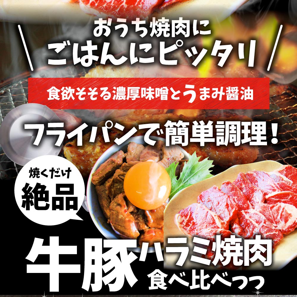 ハラミ 食べ比べ 牛肉 豚肉 焼肉 1kg 250g× 4P メガ盛り 赤身 はらみ バーベ キュー 美味しい ホワイトデー ギフト 食品 プレゼント 女性 男 性 お祝い