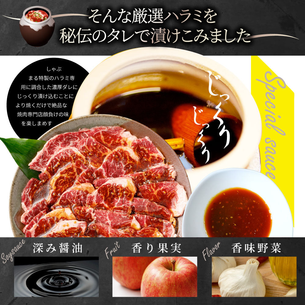 牛ハラミ焼肉（タレ漬け）500g（250g×2） タレ 赤身 はらみ 秘伝 焼肉 やきにく ハラミ アウトドア お家焼肉 BBQ キャンプ キャンプ飯