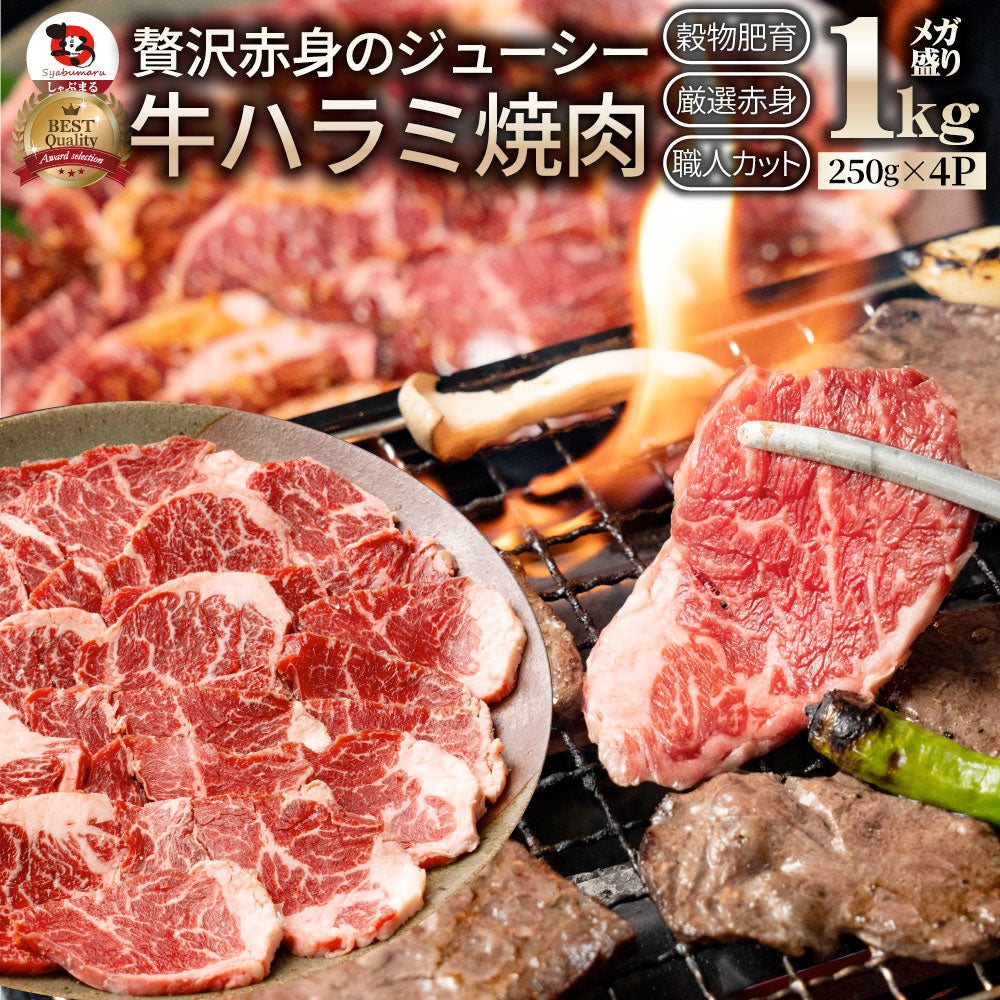 牛肉 肉 ハラミ 焼肉 1kg 250g×4P メガ盛り 赤身 はらみ バーベキュー 美味しい お中元 ギフト 食品 プレゼント 女性 男性 お祝い 新生活