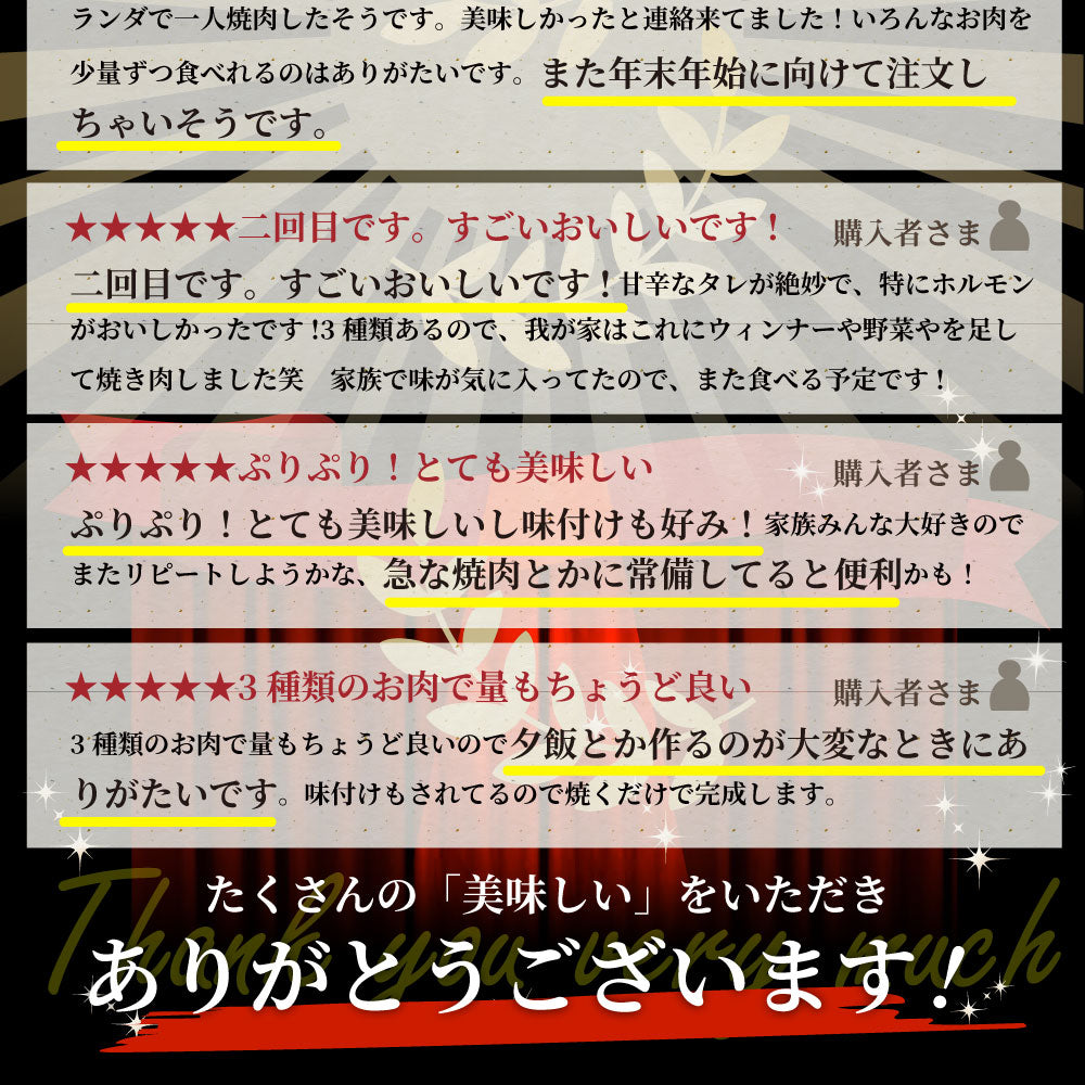 焼肉 セット 牛肉 肉 よりすぐり 3種盛り 3人前 福袋 ホルモン カルビ バーベキュー