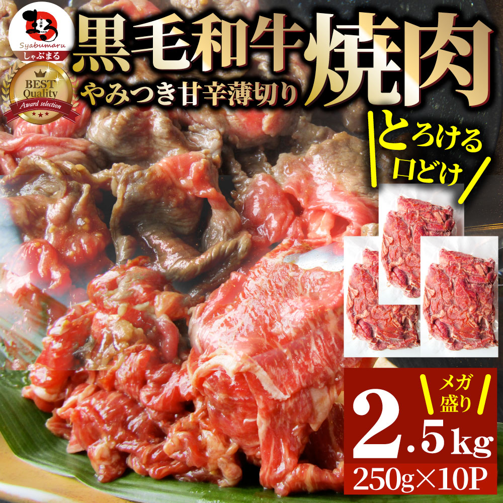 黒毛和牛 切り落とし 牛肉 焼肉 霜降り2.5kg（250g×10）和牛 肉 お中元 ギフト 食品 お祝い 新生活 タレ漬け 送料無料 贈り物 贈答 祝い プレゼント