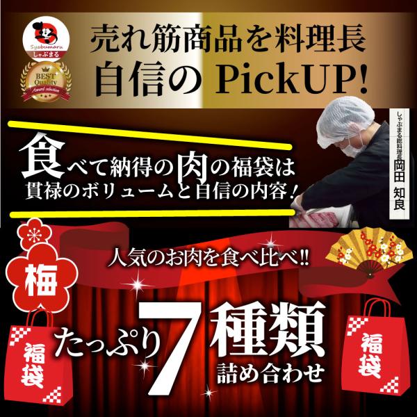 肉 福袋 肉の福袋 「梅福袋」牛肉 食品 メガ盛り 総重量2.5kg超 焼くだけ＆レンジで簡単調理！ランキング1位＆人気のお肉豪華セット 焼肉 ハラミ ランキング1位 ハンバーグ 時短 プレゼント 送料無料