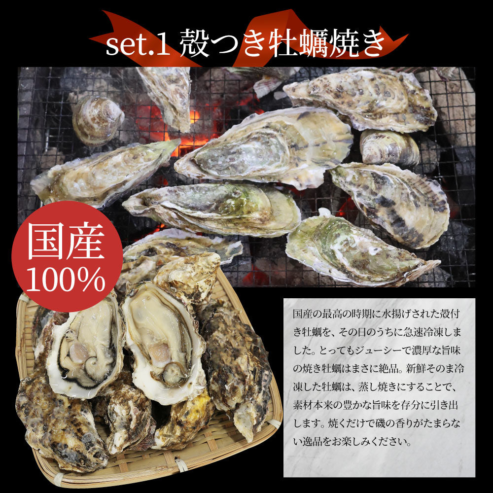 牡蠣焼き バーベキュー 焼肉 セット 2.45kg 5種盛り 肉 海鮮 BBQ 殻付き牡蠣 ハラミ 牛タン 牛ハラミ 牛肉 グルメ アウトドア レジャー やきにく 食材