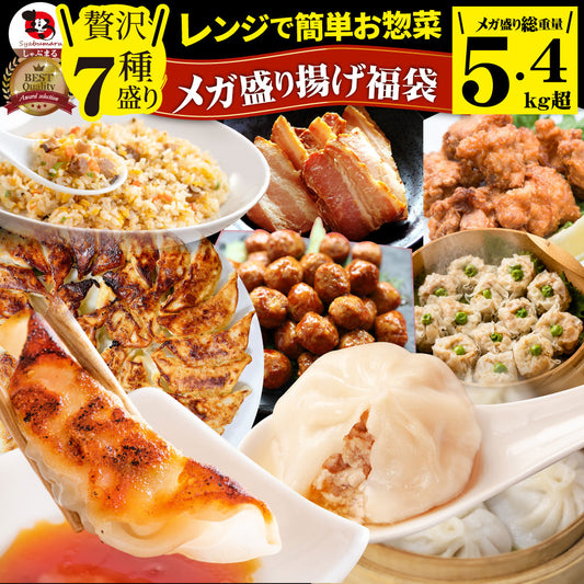 中華 点心 惣菜 (ギガ盛り総重量5.4kg) 福袋 餃子 焼売 小籠包 唐揚げ チャーシュー 焼き豚 チャーハン 焼飯 肉団子 焼豚 肉 ギフト プレゼント 爆買