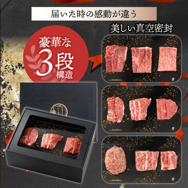 母の日 父の日 9種3段　豪華絢爛(けんらん) 焼肉ギフト 霜降り 牛肉 黒毛和牛 ギフト 贅沢 国産 黒毛 和牛 祝い グルメ 誕生日 焼肉 セット 牛 内祝 真空密封包装 (コピー)