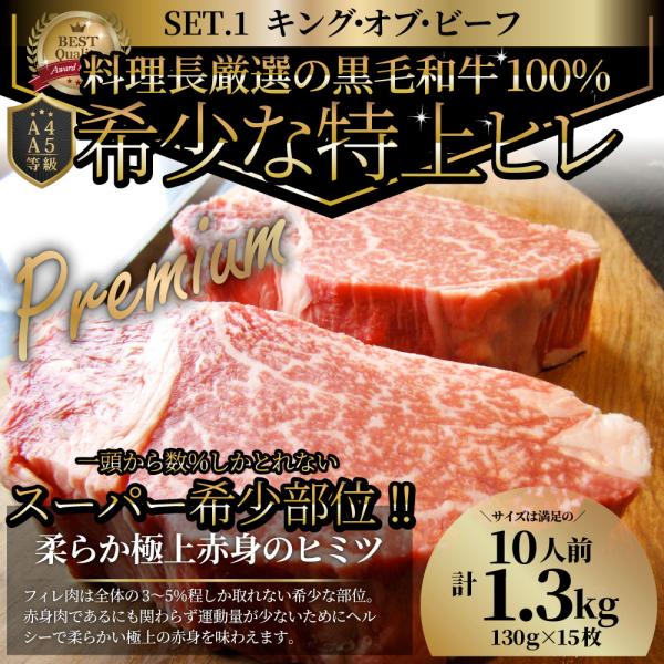 黒毛和牛 ヒレステーキ & フォアグラセット 10人前（ステーキ130g×10枚＆フォアグラ10個）国産牛 A4,A5等級 ヒレステーキ