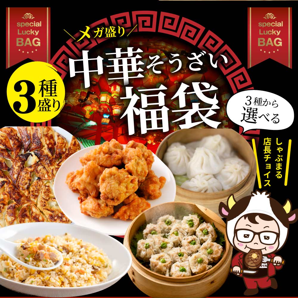中華 点心 惣菜 総重量最大2.65kg 福袋 冷凍 セット 3種から選べるセット 餃子 焼売 小籠包 唐揚げ チャーハン 焼飯 あすつく 爆買