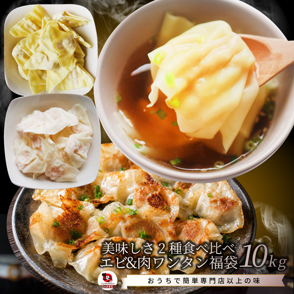 冷凍 肉ワンタン＆えびワンタンセット 10kg（各500g×10） 業務用 豚肉 鶏肉 海老入り 中華点心 スープ 水餃子 ワンタンスープ 鍋 おかず お取り寄せ 冷凍食品