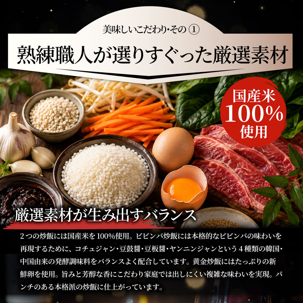 炒飯 チャーハン 食べ比べセット 各10食 冷凍 黄金炒飯 ビビンバ炒飯 2種セット パラパラ 旨辛 レンジ調理 冷凍食品 惣菜 冷凍ストック ご飯もの ランチ 夜食