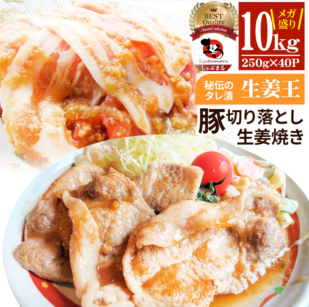 肉 訳あり 豚 生姜焼き 焼くだけ 10kg（250g×40）「生姜王」 ジューシー ミックス 豚 生姜 焼き 切り落とし おかず