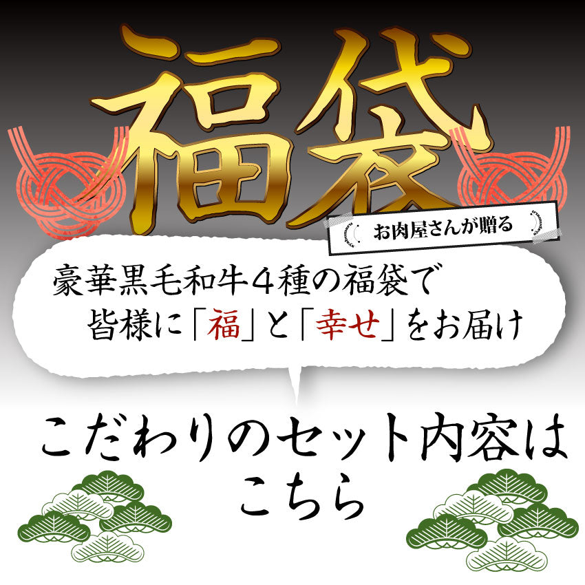 牛肉 肉 特松 福袋 黒毛和牛 A4 A5等級のみ使用 1.6kg 肉の福袋 3種 超豪華福袋セット お中元 ギフト 食品 プレゼント 女性 男性 お祝い 新生活 黒毛和牛