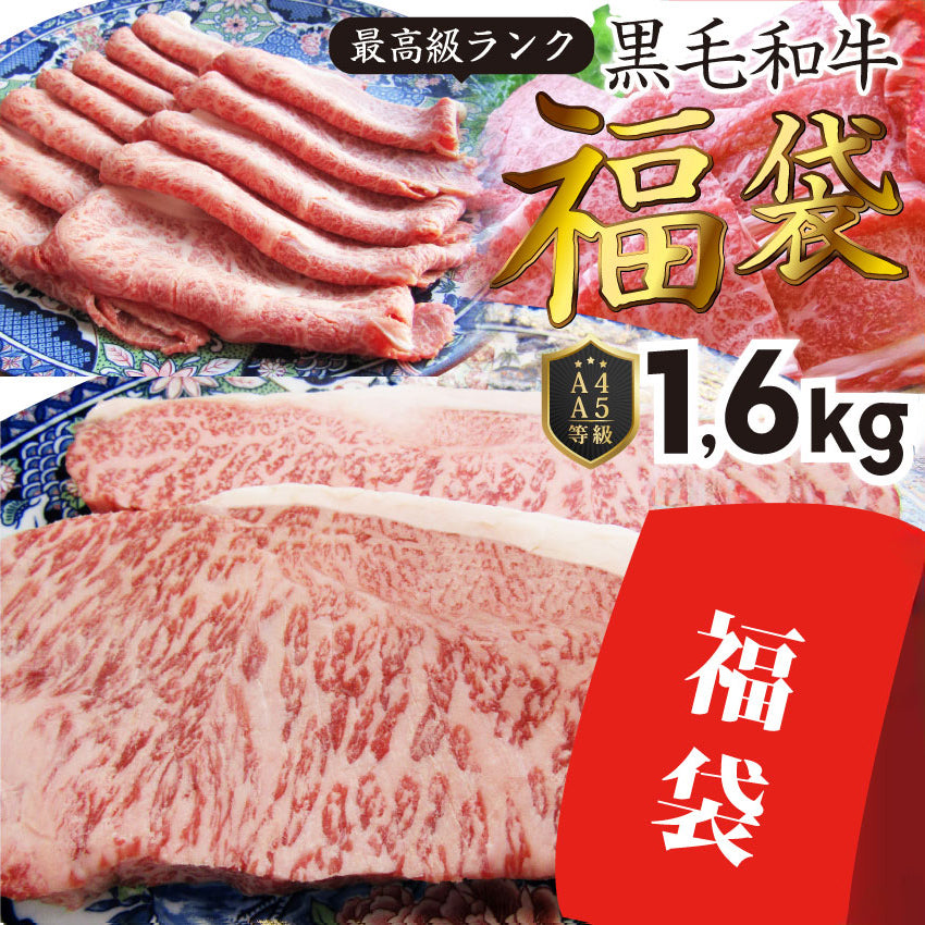 牛肉 肉 特松 福袋 黒毛和牛 A4 A5等級のみ使用 1.6kg 肉の福袋 3種 超豪華福袋セット お中元 ギフト 食品 プレゼント 女性 男性 お祝い 新生活 黒毛和牛