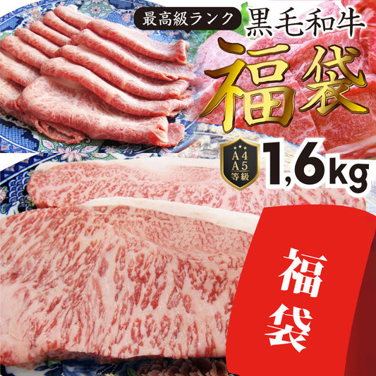 牛肉 肉 特松 福袋 黒毛和牛 A4 A5等級のみ使用 1.6kg 肉の福袋 3種 超豪華福袋セット お中元 ギフト 食品 プレゼント 女性 男性 お祝い 新生活 黒毛和牛