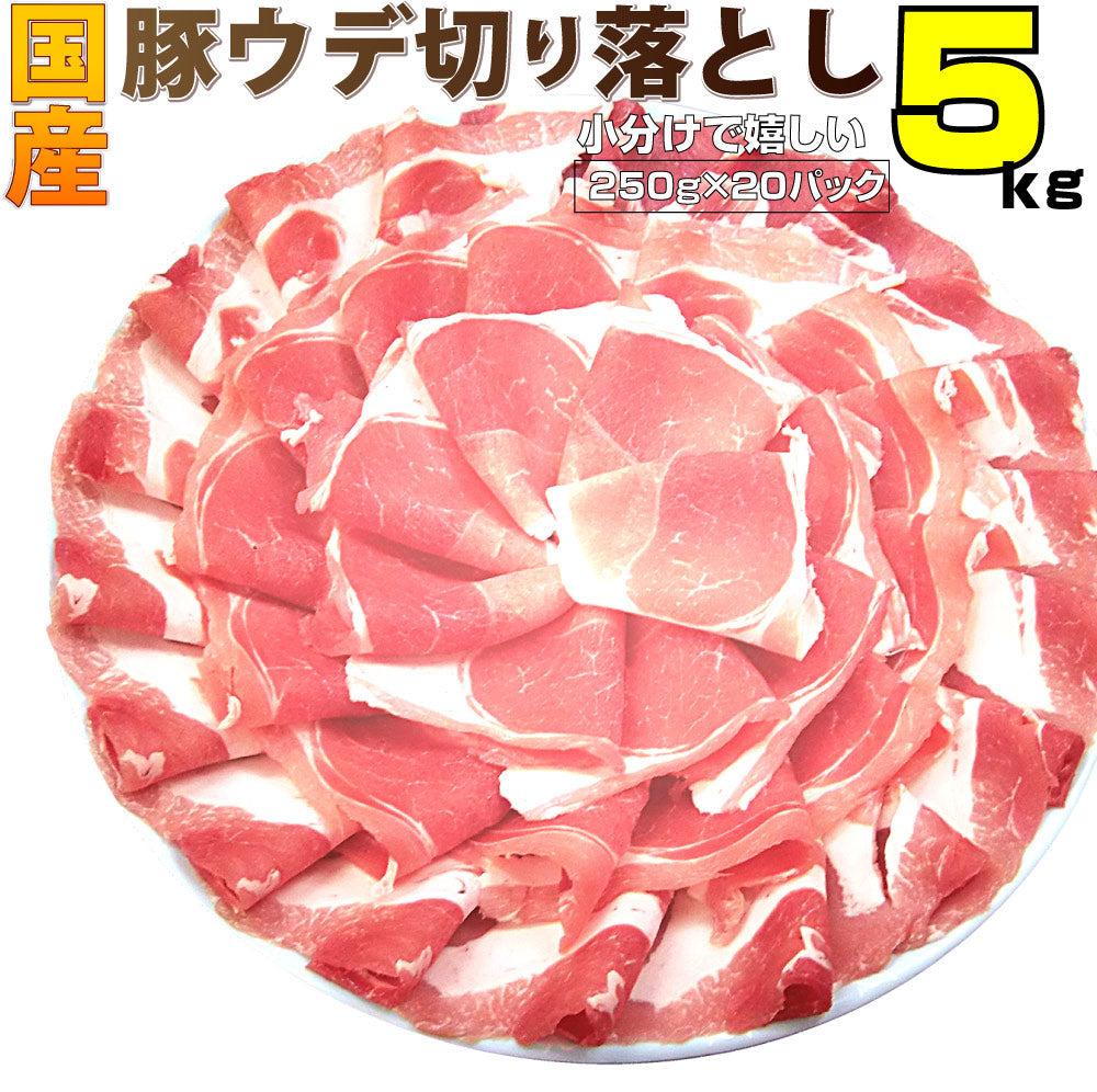 豚肉 スライス ウデ 切り落とし 国産 5kg 250g×20 メガ盛り うで 炒め物 豚 肉