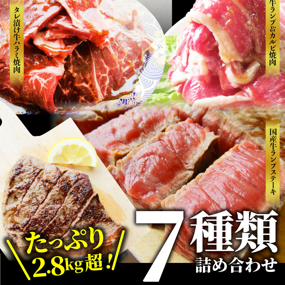 肉 福袋 2023年 国産牛入り 肉の福袋 「竹福袋」牛肉 食品 メガ盛り 総重量2.8kg超 焼くだけ＆レンジで簡単調理！ランキング1位＆人気のお肉豪華セット 国産牛ステーキ 国産牛焼肉