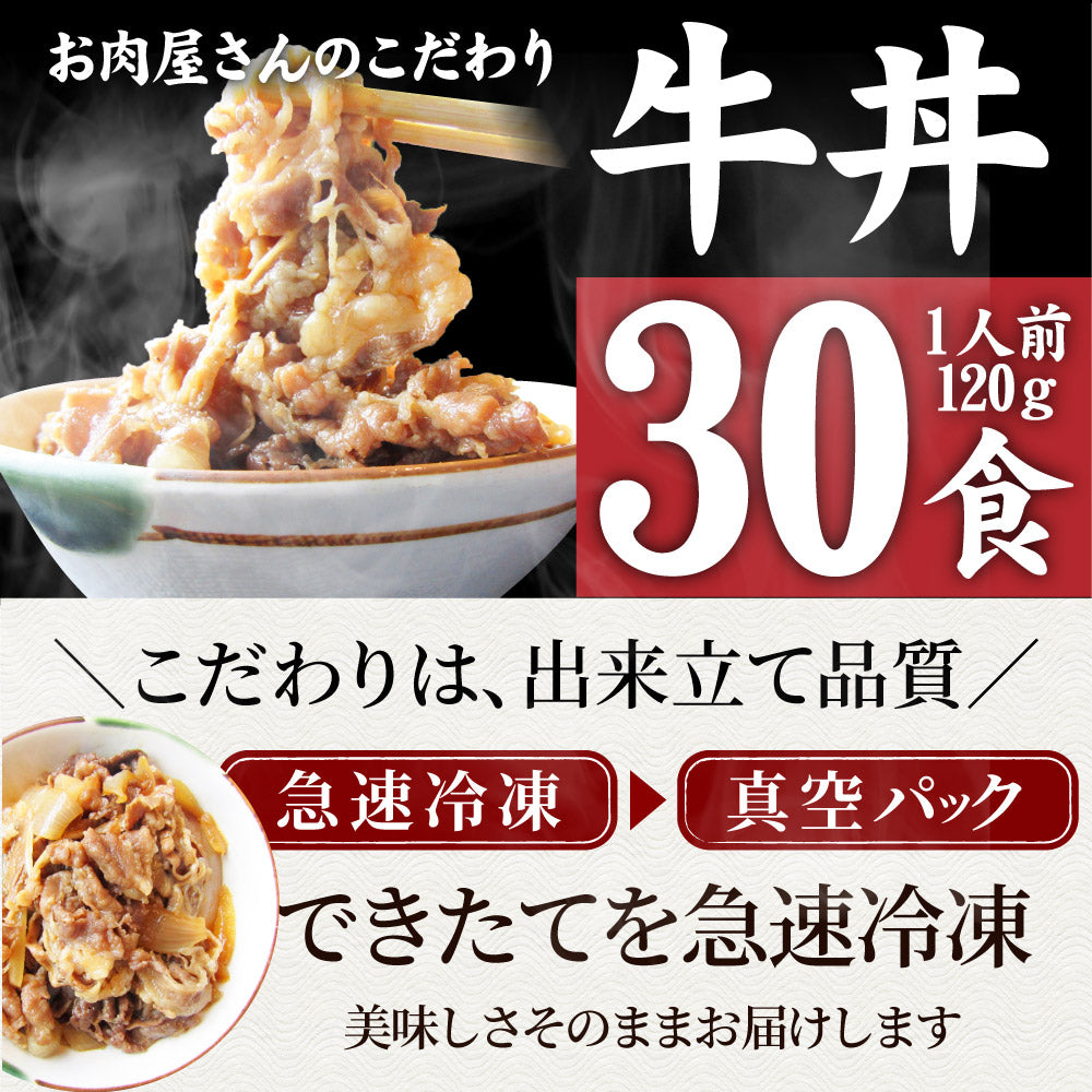 牛丼 牛丼の具 30個セット お肉屋さんのこだわり たっぷり牛肉の簡単牛丼 1食120g