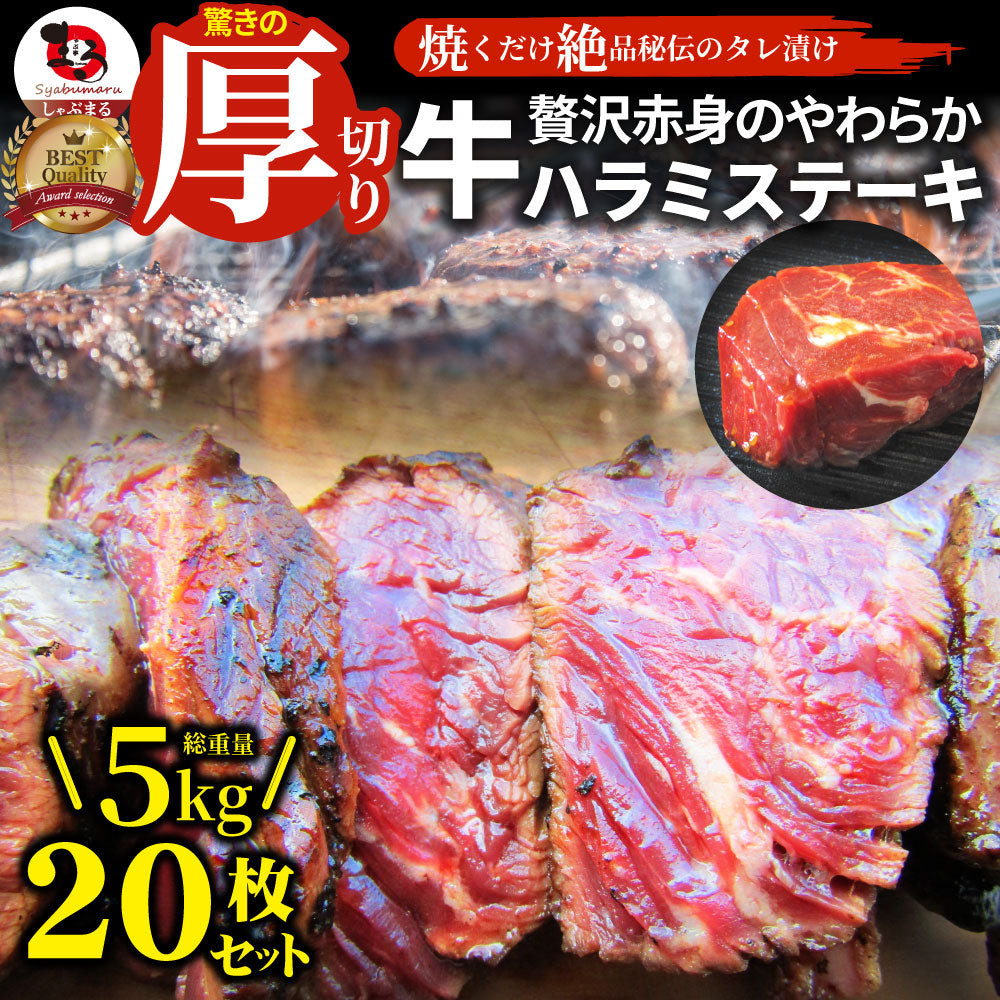 ステーキ ハラミ 牛ハラミ ブロック 焼肉 （タレ漬け）5kg(250g×20) 赤身 はらみ