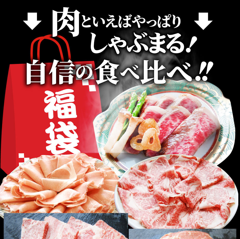 肉 福袋 黒毛和牛 オリーブ豚 食べ比べ 総重量1.9kg超 2023年 肉の福袋 「雅福袋―MIYABI-」牛肉 食品