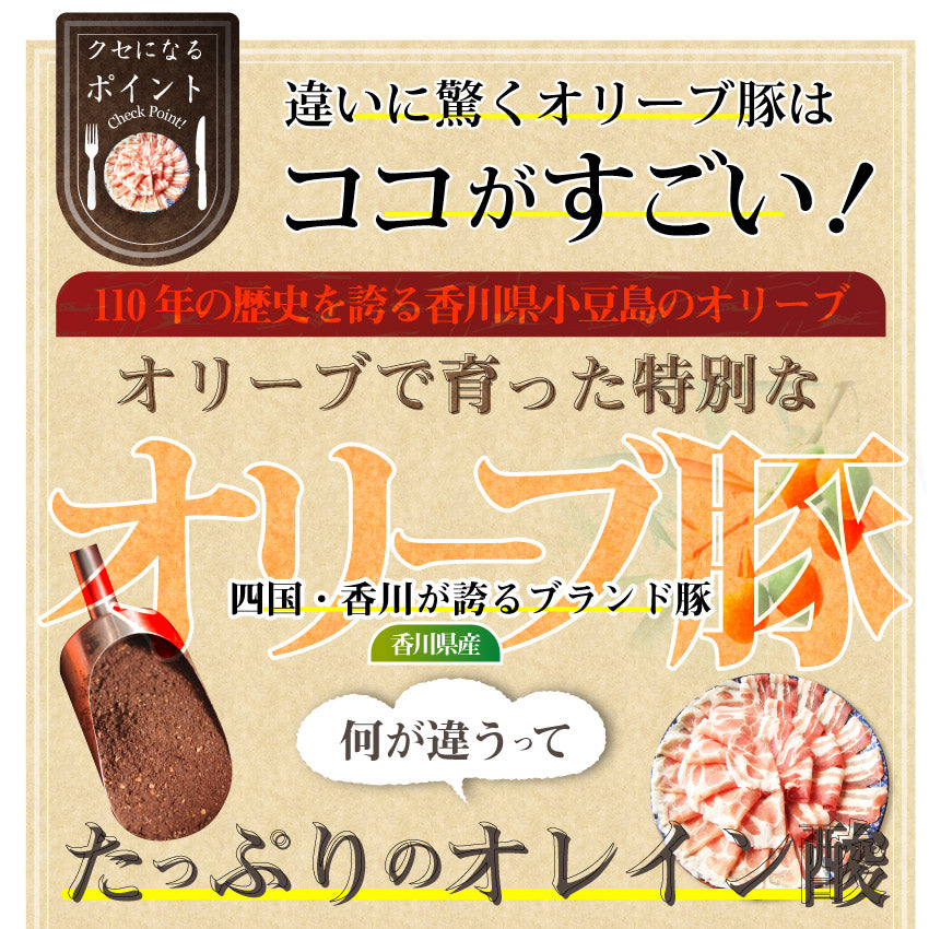 豚肉 肉 4人前 オリーブ豚 ブランド豚 肩ロース 豚バラ 食べ比べ 讃岐うどん お中元 ギフト 食品 プレゼント 女性 男性 お祝い 新生活