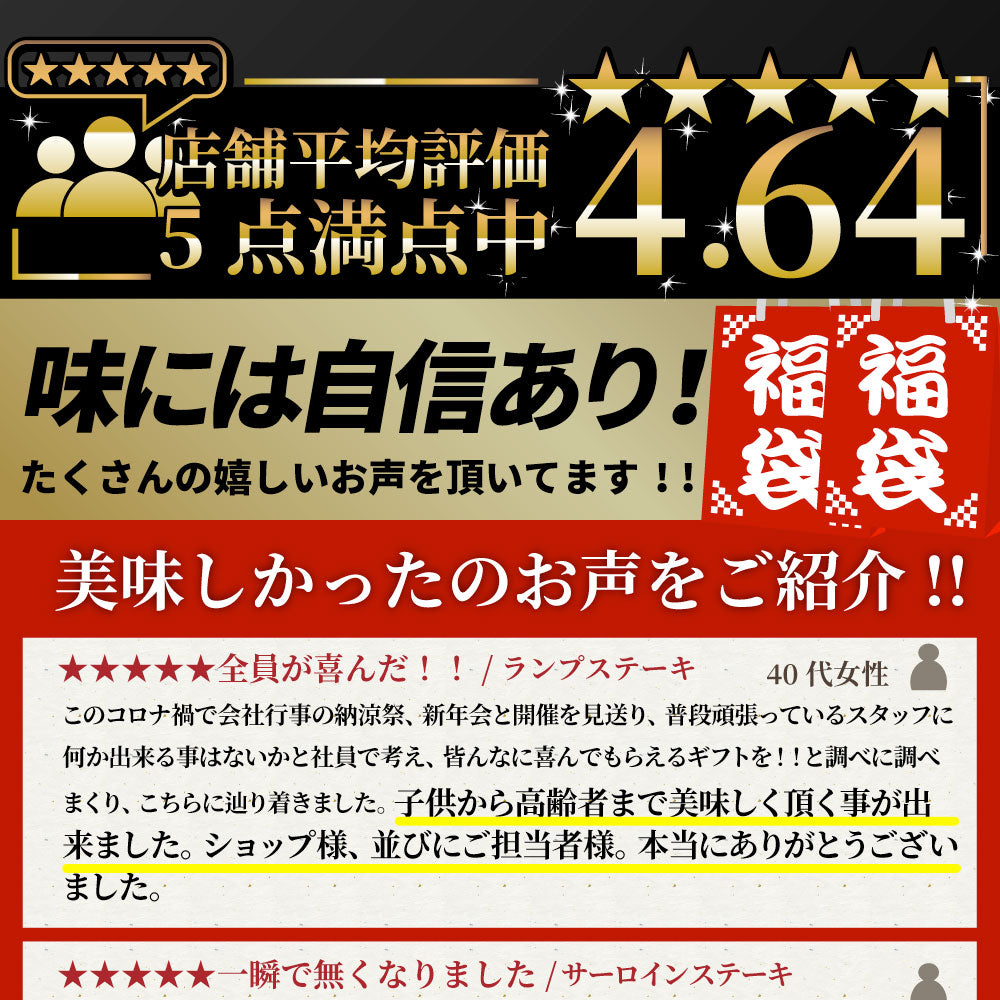 ステーキ 福袋 牛肉 肉 セット 料理長おまかせ福袋 お試し 焼くだけ 簡単調理 食べ比べ お中元 ギフト 食品 プレゼント 女性 男性 お祝い 新生活 プレゼント