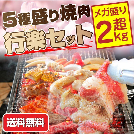 焼肉 セット 牛肉 肉 焼肉 メガ盛り行楽 BBQセット 福袋 2kg超 カルビ お中元 ギフト 食品 プレゼント お祝い 新生活 キャンプ キャンプ飯