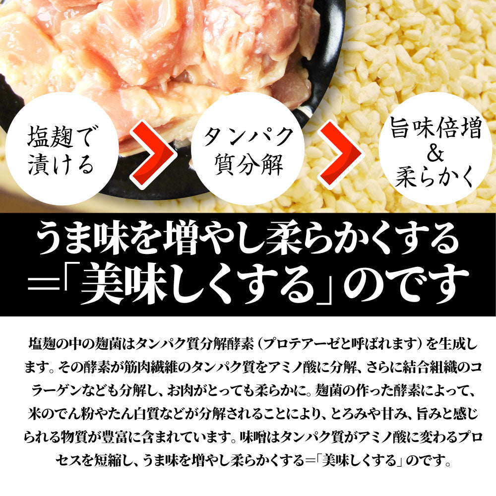 鶏もも 塩麹漬け 1kg (500g×2) BBQ 焼肉 バーベキュー 鶏肉 アウトドア お中元 ギフト 食品 プレゼント 業務用 キャンプ キャンプ飯